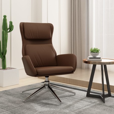 vidaXL Sillón de relax de cuero sintético marrón brillante
