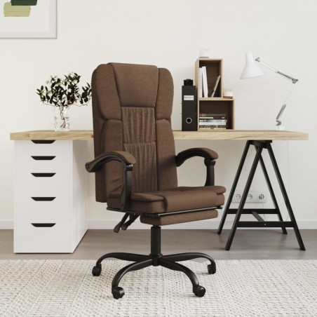 vidaXL Silla de oficina reclinable de tela marrón