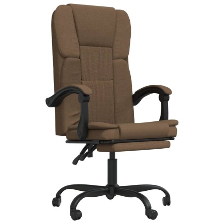 vidaXL Silla de oficina reclinable de tela marrón