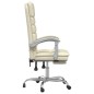 vidaXL Silla de oficina reclinable masaje cuero sintético color crema vidaXL Silla de oficina reclinable masaje cuero sintético color crema