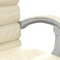 vidaXL Silla de oficina reclinable masaje cuero sintético color crema vidaXL Silla de oficina reclinable masaje cuero sintético color crema