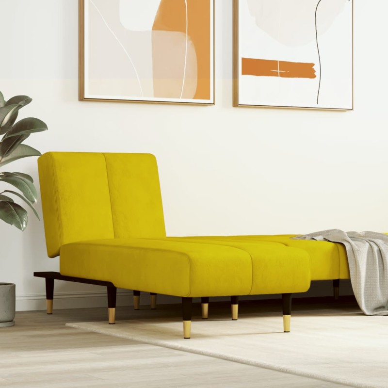 vidaXL Sofá diván de terciopelo amarillo vidaXL Sofá diván de terciopelo amarillo