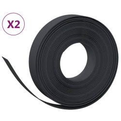 vidaXL Borduras de jardín 2 uds polietileno negro 10 m 10 cm