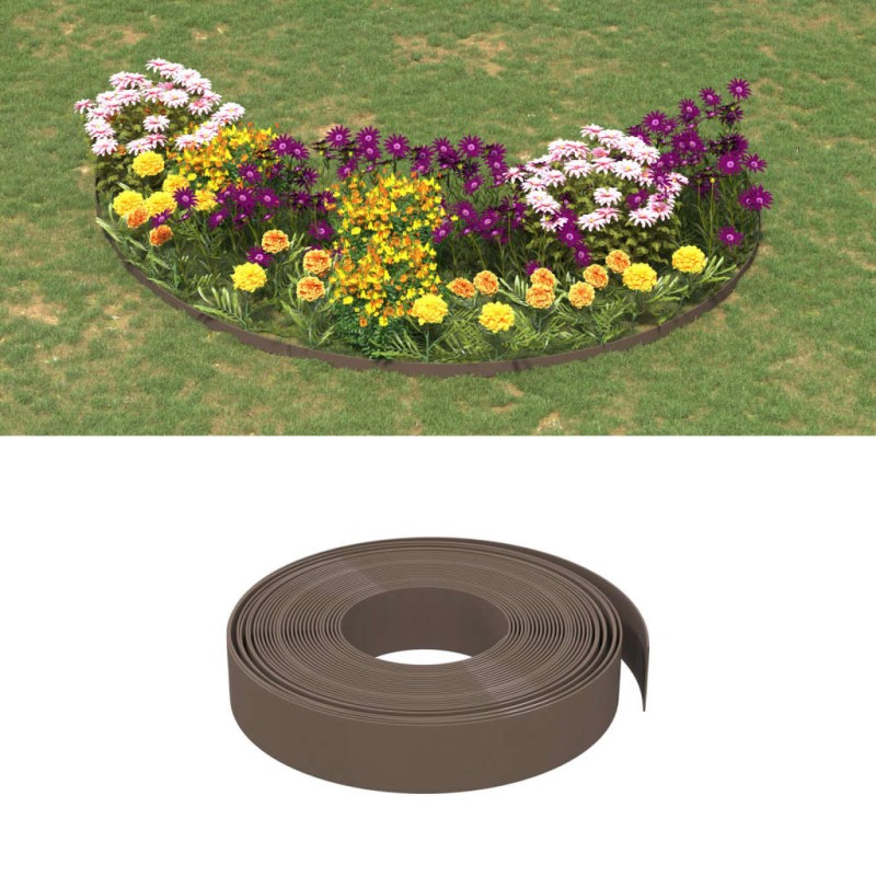 vidaXL Borduras de jardín 5 uds polietileno marrón 10 m 10 cm vidaXL Borduras de jardín 5 uds polietileno marrón 10 m 10 cm