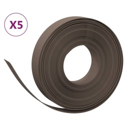 vidaXL Borduras de jardín 5 uds polietileno marrón 10 m 10 cm