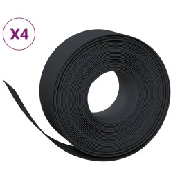 vidaXL Borduras de jardín 4 uds polietileno negro 10 m 20 cm