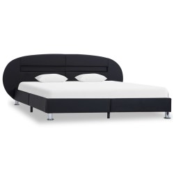 vidaXL Estructura de cama con LED de cuero sintético negro 140x200 cm
