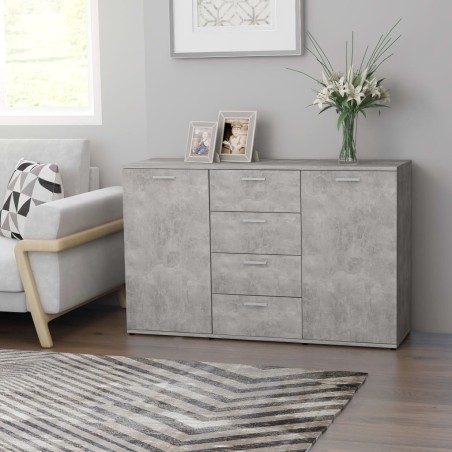 vidaXL Aparador de madera contrachapada gris hormigón 120x35,5x75 cm