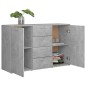 vidaXL Aparador de madera contrachapada gris hormigón 120x35,5x75 cm vidaXL Aparador de madera contrachapada gris hormigón 120x35,5x75 cm