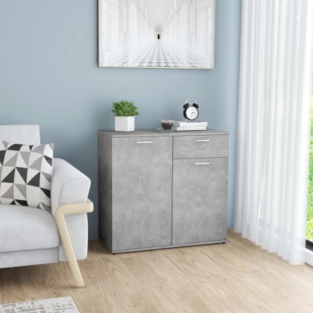 vidaXL Aparador de madera contrachapada gris hormigón 80x36x75 cm
