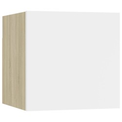 vidaXL Mueble de salón de pared blanco y roble Sonoma 30,5x30x30 cm