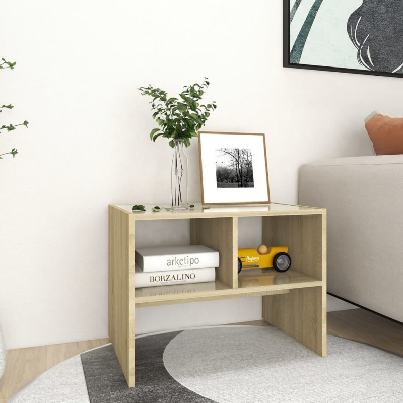 vidaXL Mesa auxiliar de madera contrachapada roble Sonoma 60x40x45 cm vidaXL Mesa auxiliar de madera contrachapada roble Sonoma 60x40x45 cm