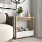 vidaXL Mesa auxiliar de madera contrachapada blanco y roble 50x26x50cm vidaXL Mesa auxiliar de madera contrachapada blanco y roble 50x26x50cm