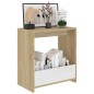 vidaXL Mesa auxiliar de madera contrachapada blanco y roble 50x26x50cm vidaXL Mesa auxiliar de madera contrachapada blanco y roble 50x26x50cm