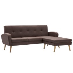 vidaXL Sofá con forma de L tapizado de tela marrón 186x136x79 cm