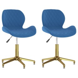 vidaXL Sillas de comedor giratorias 2 uds terciopelo azul