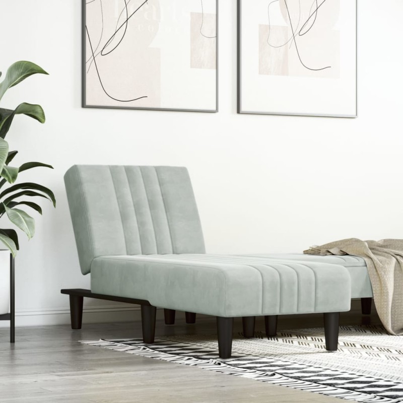 vidaXL Sofá diván de terciopelo gris claro vidaXL Sofá diván de terciopelo gris claro