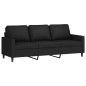 vidaXL Sofá de 3 plazas con taburete de terciopelo negro 180 cm vidaXL Sofá de 3 plazas con taburete de terciopelo negro 180 cm