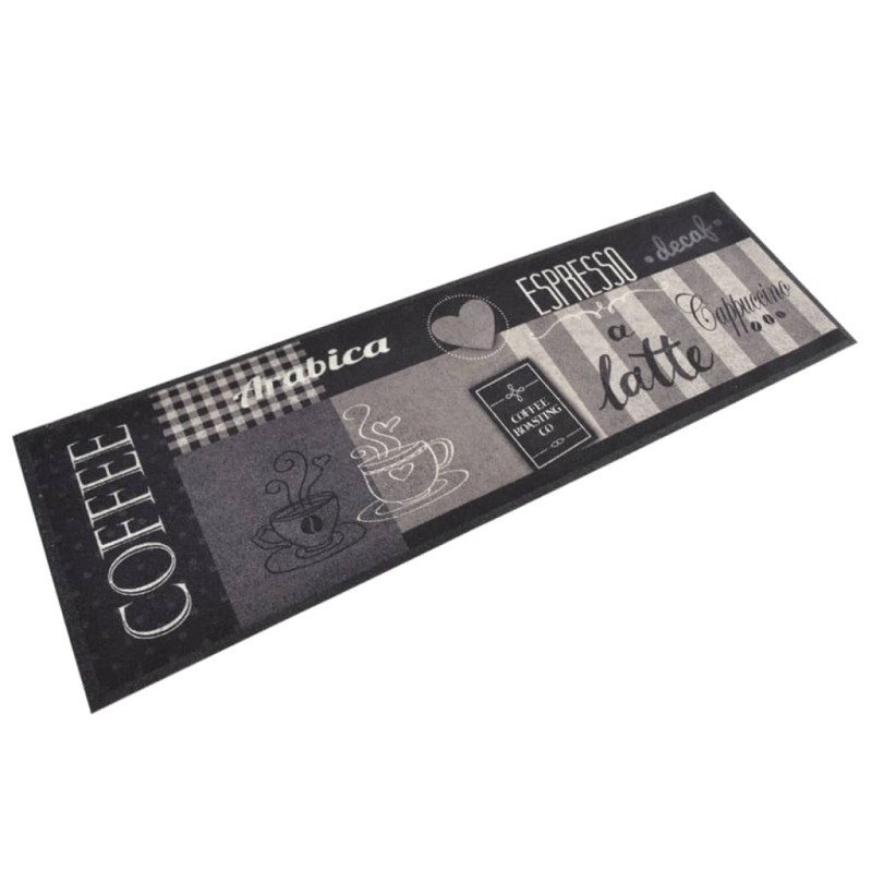 vidaXL Alfombra de cocina lavable terciopelo negro café 60x180 cm vidaXL Alfombra de cocina lavable terciopelo negro café 60x180 cm