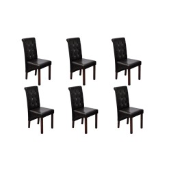 vidaXL Sillas de comedor 6 unidades cuero sintético marrón