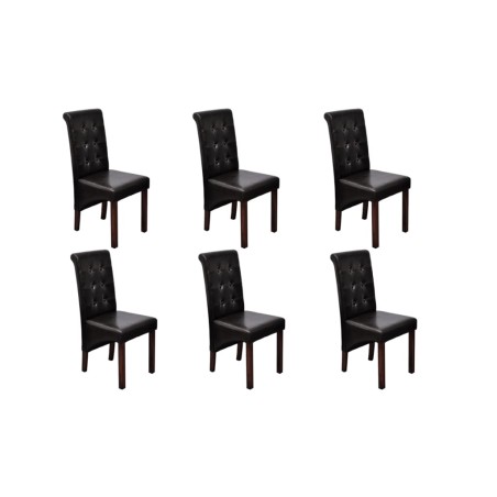 vidaXL Sillas de comedor 6 unidades cuero sintético marrón