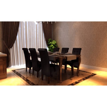 vidaXL Sillas de comedor 6 unidades cuero sintético marrón