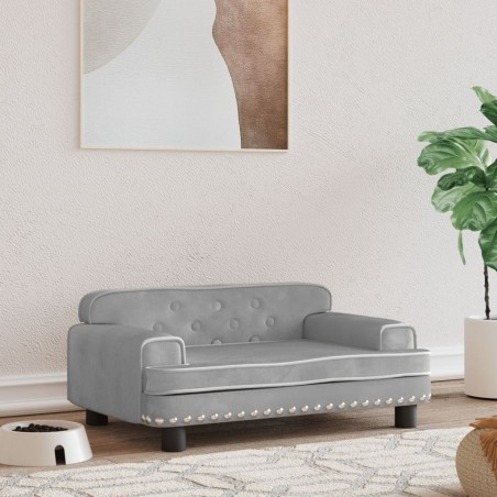 vidaXL Cama para perros de terciopelo gris claro 70x45x30 cm