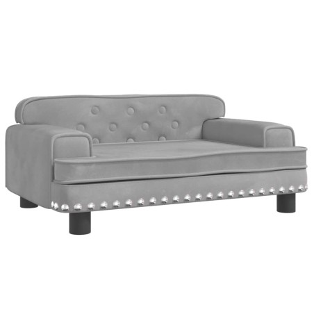 vidaXL Cama para perros de terciopelo gris claro 70x45x30 cm