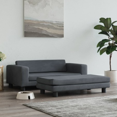 vidaXL Cama de perros con extensión terciopelo gris oscuro 100x50x30cm