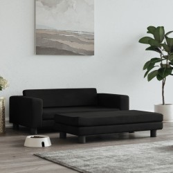 vidaXL Cama para perros con extensión terciopelo negro 100x50x30 cm