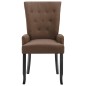 vidaXL Silla de comedor con reposabrazos de tela marrón vidaXL Silla de comedor con reposabrazos de tela marrón