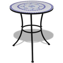 vidaXL Set de mesa y sillas de jardín 3 pzas con mosaico azul y blanco
