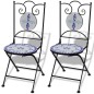 vidaXL Set de mesa y sillas de jardín 3 pzas con mosaico azul y blanco vidaXL Set de mesa y sillas de jardín 3 pzas con mosaico azul y blanco