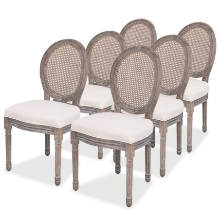 vidaXL Sillas de comedor 6 unidades tela color crema