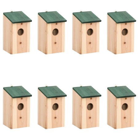 vidaXL Casa para pájaros 8 unidades madera 12x12x22 cm