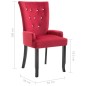 vidaXL Sillas de comedor con reposabrazos terciopelo rojo 6 unidades vidaXL Sillas de comedor con reposabrazos terciopelo rojo 6 unidades