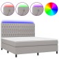 vidaXL Cama box spring colchón y luces LED tela gris claro 160x200 cm vidaXL Cama box spring colchón y luces LED tela gris claro 160x200 cm