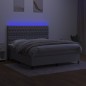 vidaXL Cama box spring colchón y luces LED tela gris claro 160x200 cm vidaXL Cama box spring colchón y luces LED tela gris claro 160x200 cm