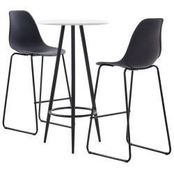 vidaXL Juego de mesa alta y taburetes 3 piezas plástico negro