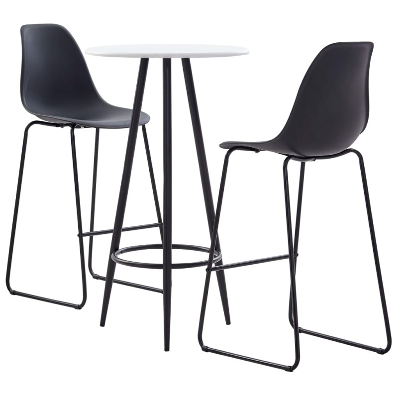vidaXL Juego de mesa alta y taburetes 3 piezas plástico negro vidaXL Juego de mesa alta y taburetes 3 piezas plástico negro