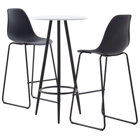 vidaXL Juego de mesa alta y taburetes 3 piezas plástico negro