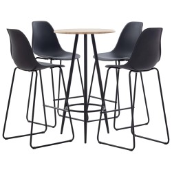 vidaXL Juego de mesa alta y taburetes 5 piezas plástico negro