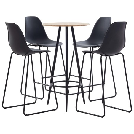 vidaXL Juego de mesa alta y taburetes 5 piezas plástico negro