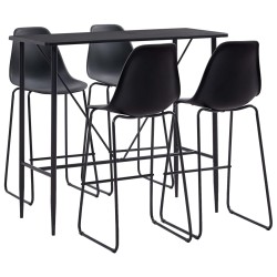 vidaXL Juego de mesa alta y taburetes 5 piezas plástico negro