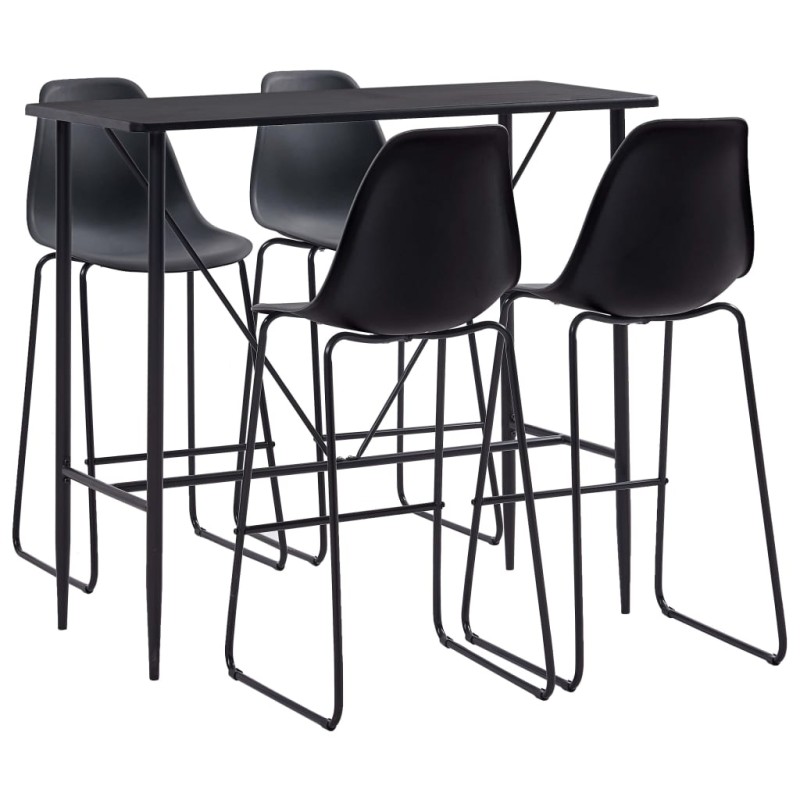 vidaXL Juego de mesa alta y taburetes 5 piezas plástico negro vidaXL Juego de mesa alta y taburetes 5 piezas plástico negro