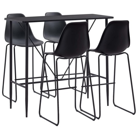 vidaXL Juego de mesa alta y taburetes 5 piezas plástico negro