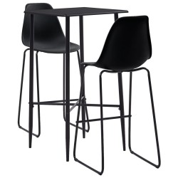 vidaXL Juego de mesa alta y taburetes 3 piezas plástico negro