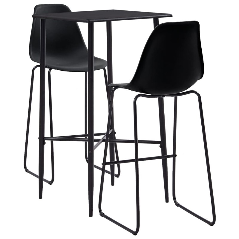 vidaXL Juego de mesa alta y taburetes 3 piezas plástico negro