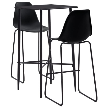 vidaXL Juego de mesa alta y taburetes 3 piezas plástico negro