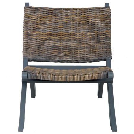 vidaXL Silla de ratán kubu natural y madera maciza de caoba gris